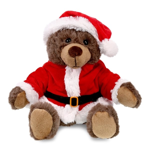slide 2 of 6, DolliBu Santa Brown Bear with Red Plaid Hoodie Stuffed Animal Plush - 10 inches