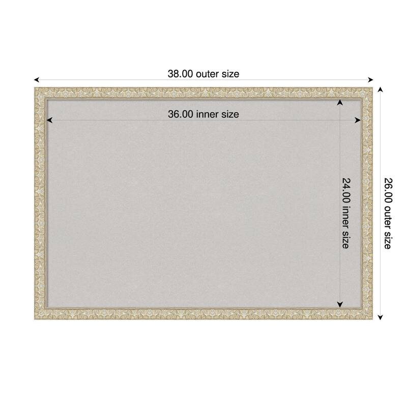Lila Silver Wood Framed Cork Board - Bulletin Board, Organization Board, Pin Board - Grey - 38 x 26 in