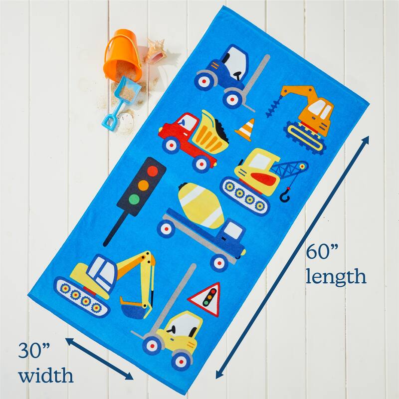 Linery & Co. 100% Cotton Printed Beach Towel for Kids, 30" x 60"