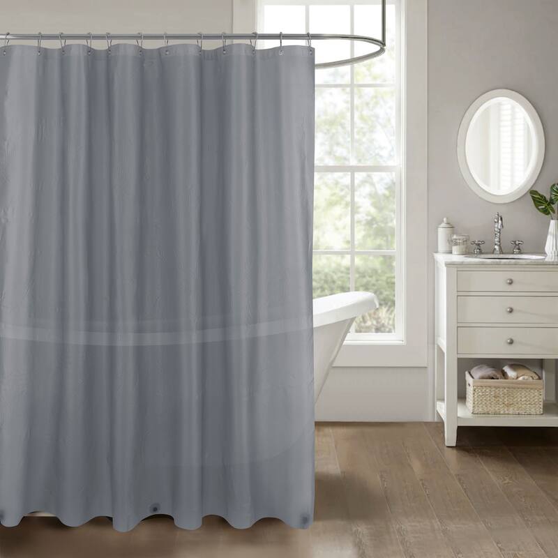 Dots Embossed Peva Shower Curtain Liner Embossed with Magnets - Grey