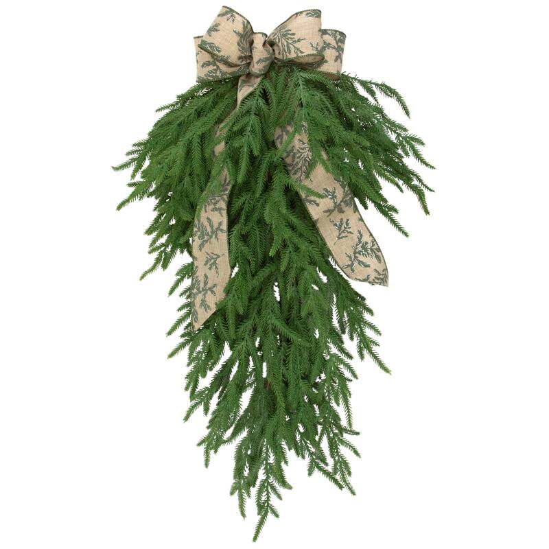 Norfolk Pine Artificial Christmas Teardrop Swag - 28"