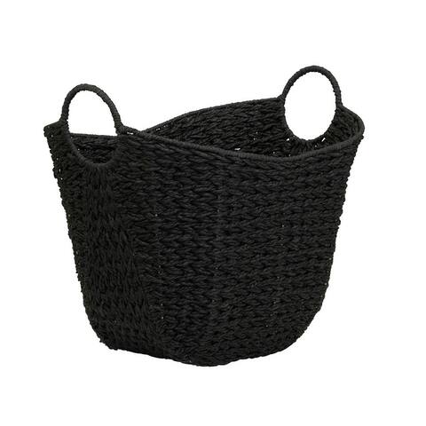 Paper Rope Basket with Handles, Natural Woven Woven Storage Basket, Great for Decoration or Organization - 16" x 14" x 17"