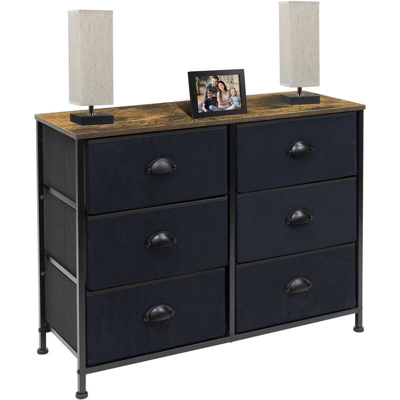 Sorbus Small Dresser with 6 Drawers - Wood Farmhouse Décor Style Shelf Top