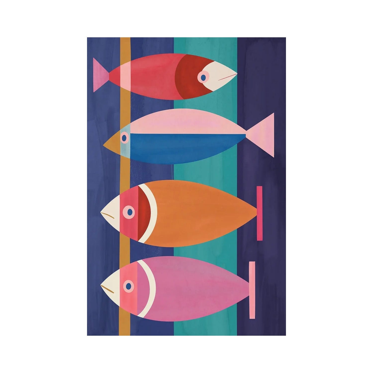 "Colorful Abstract Fish" by Gaite Canvas Print