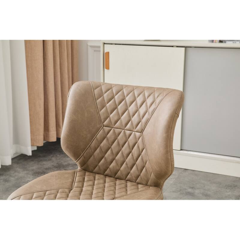 Set of 4, Oil Waxed Leather Dining Chairs with Diamond-Tufted Back