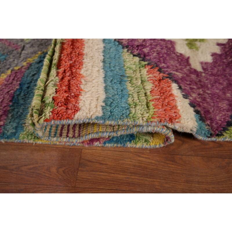 Colorful Trellis Plush Moroccan Style Rug Hand-Knotted Wool Carpet - 8'10" x 12'5"