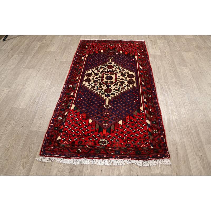 Geometric Hamedan Persian Traditional Area Rug Wool Hand-knotted - 3'2" x 5'8"