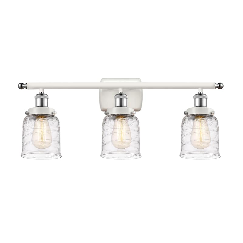 Innovations Lighting Ballston Urban Bell - 3 Light 26" Bath Vanity Light - Deco Swirl/White and Polished Chrome