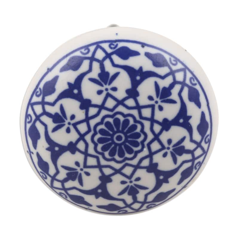 Novica Handmade Blue Meditations Ceramic Knobs (Set Of 6)