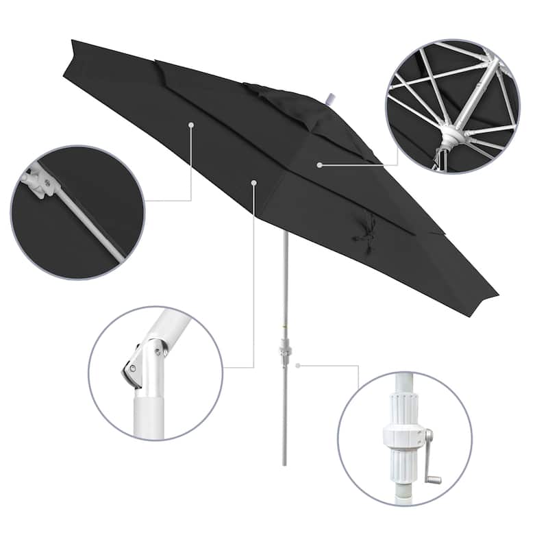 Perry 11ft Round Crank Lift Collar Tilt Aluminum Patio Umbrella by Havenside Home, Base Not Included
