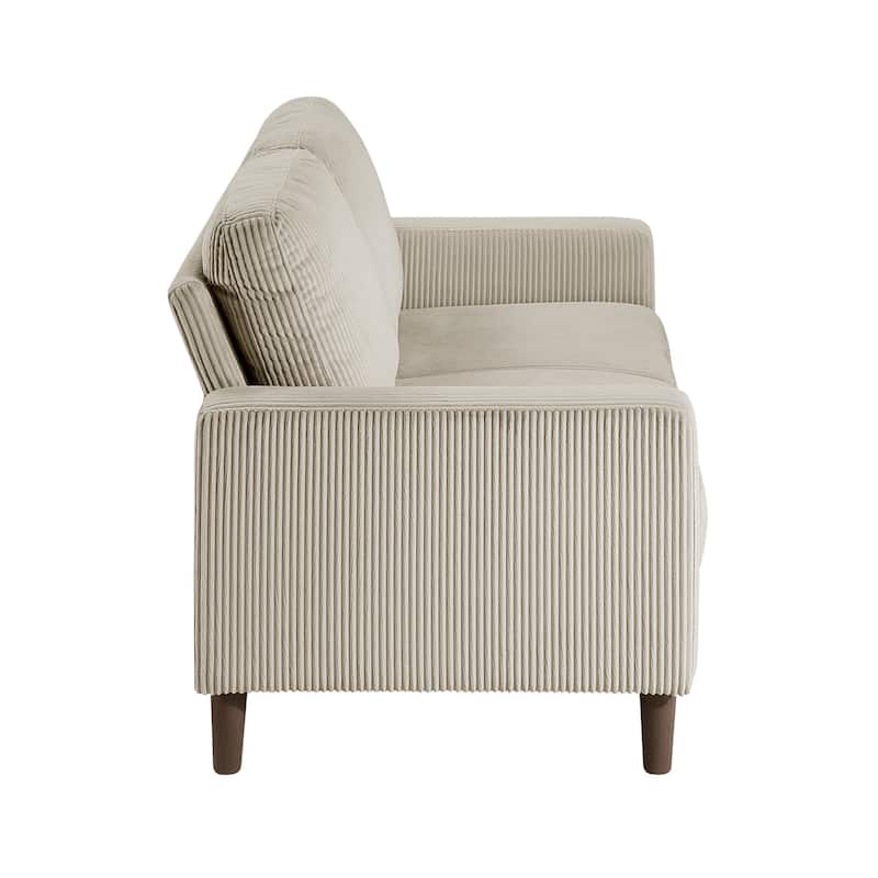 Caspian 54.5" Corduroy Living Room Loveseat - Wood Finish Exposed Feet