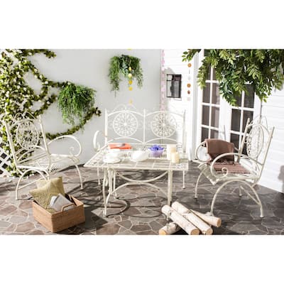 SAFAVIEH Outdoor Living Sophie Victorian Scroll Iron 4-Piece Patio Set.