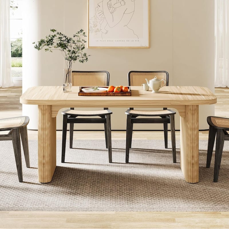 62-Inch Wood Dining Table for 4-6 People Modern Rectangular Kitchen Table for Dining Room Living Room