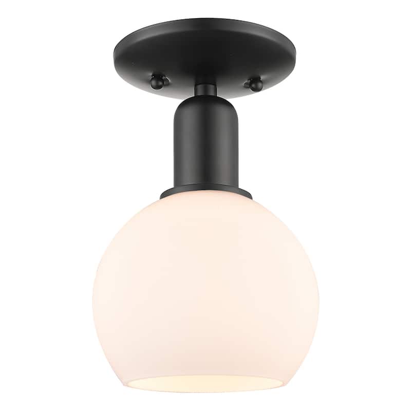 Innovations Lighting 716-1C-10-6 Athens Semi-Flush Athens 6" Wide - Matte Black / Matte White