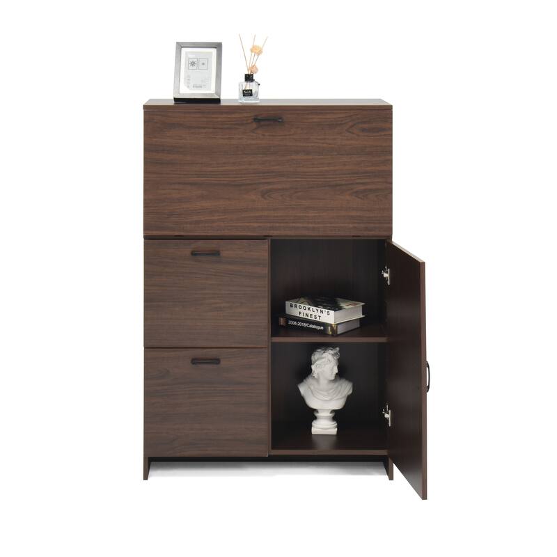 Desk Cabinet with Storage and Fold-up Desktop