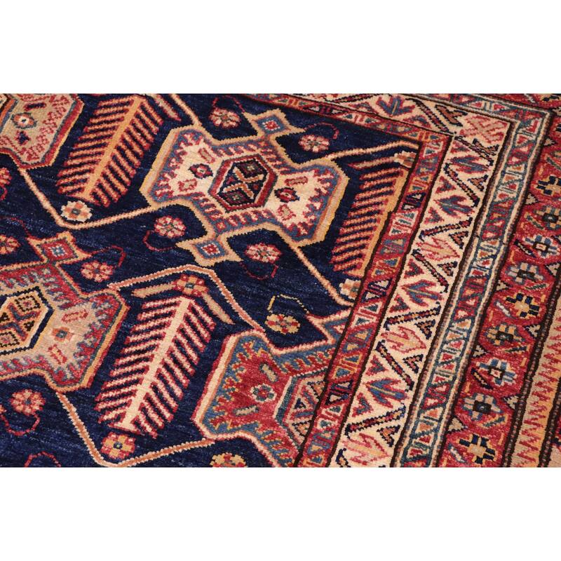 Rustic Super Kazak Thalia Blue/Multi Hand Knotted Wool Rug - 5'8'' x 7'6''