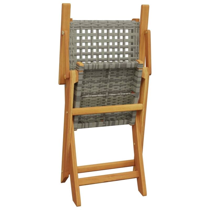 vidaXL Folding Patio Chairs Seating Outdoor Furniture Poly Rattan and Solid Wood - 22.4 x 21.3 x 35.8
