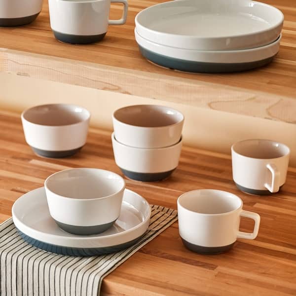 Libbey Austin 17.5 ounce Large Porcelain Coffee Mug, Set of 4, Basalt Blue