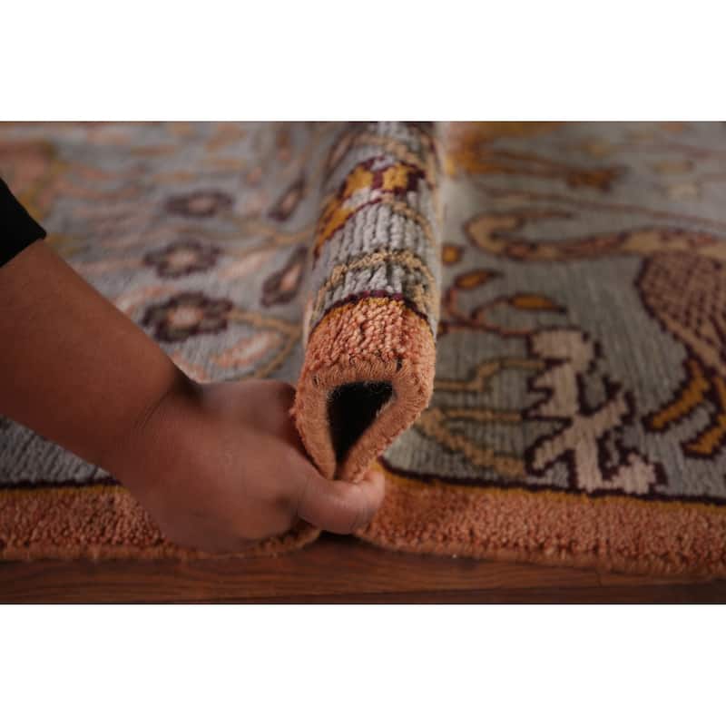 Animals Design Gray Ziegler Oriental Area Rug Handmade Wool Carpet - 7'9"x 9'9"