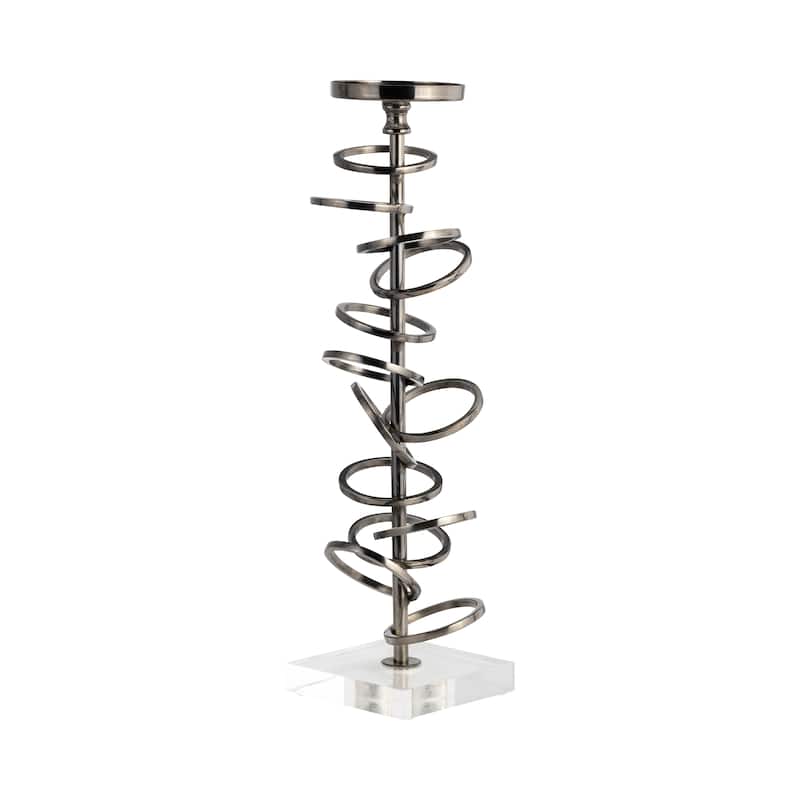 Sagebrook Home Metal Ring Toss Candleholder - 4" x 4" x 15" - Gunmetal