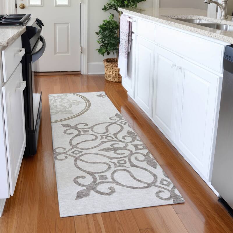 Premium Washable Super Soft Transitional Scroll Mayfield Rug - Ivory - 2'3" x 7'6"
