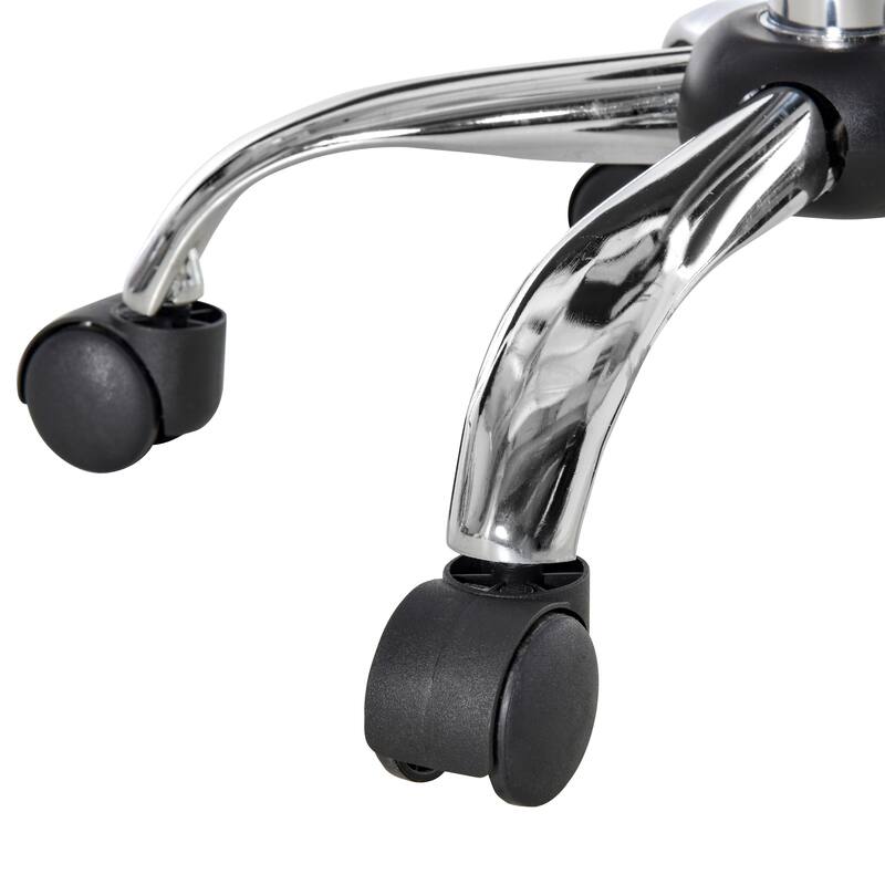 HOMCOM Round Vanity Stool with Height Adjustable Lift, Luxury Style Upholstery and Swivel Seat and Wheels - 13.75"x13.75"x24"