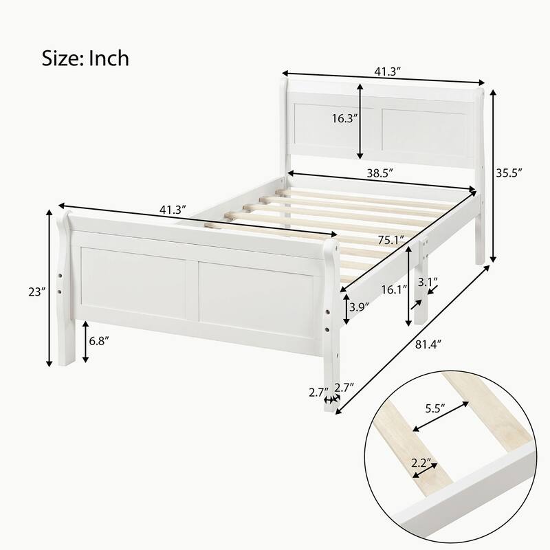 Full Queen Twin Size Wood Platform Bed