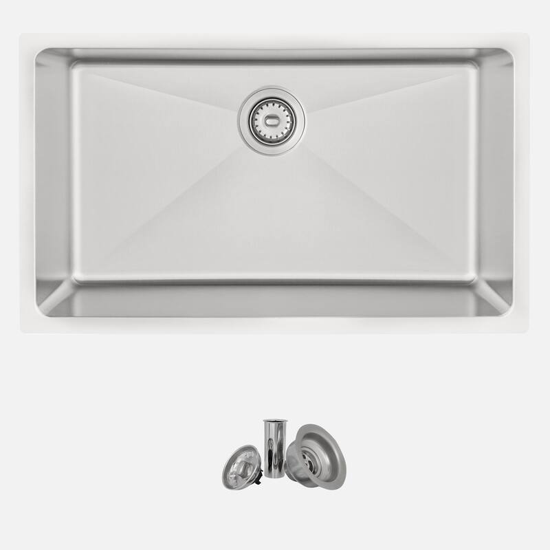 STYLISH Dual-Mount 31" Single-Bowl Stainless Steel Kitchen Sink with Strainer - 31" x 18" x 9"