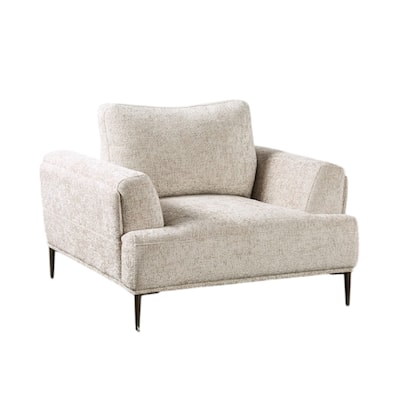 Batty Accent Chair, Light Brown Chenille, Attached Adjustable Back