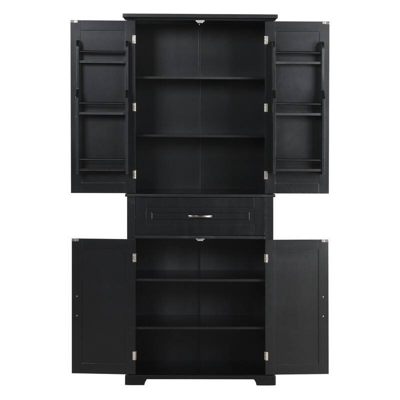 Bathroom Floor Cabinet, Freestanding Storage Cabinet with Doors and Drawer, Kitchen Cupboard with Adjustable Shelf