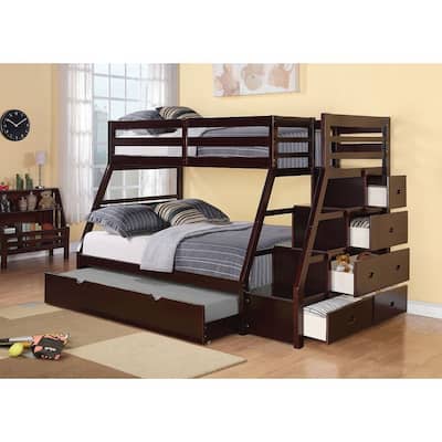 Contemporary, Casual Bunk Pine Bed (Twin/Full), Complemented by 5 Storage Drawers, Adequate Space