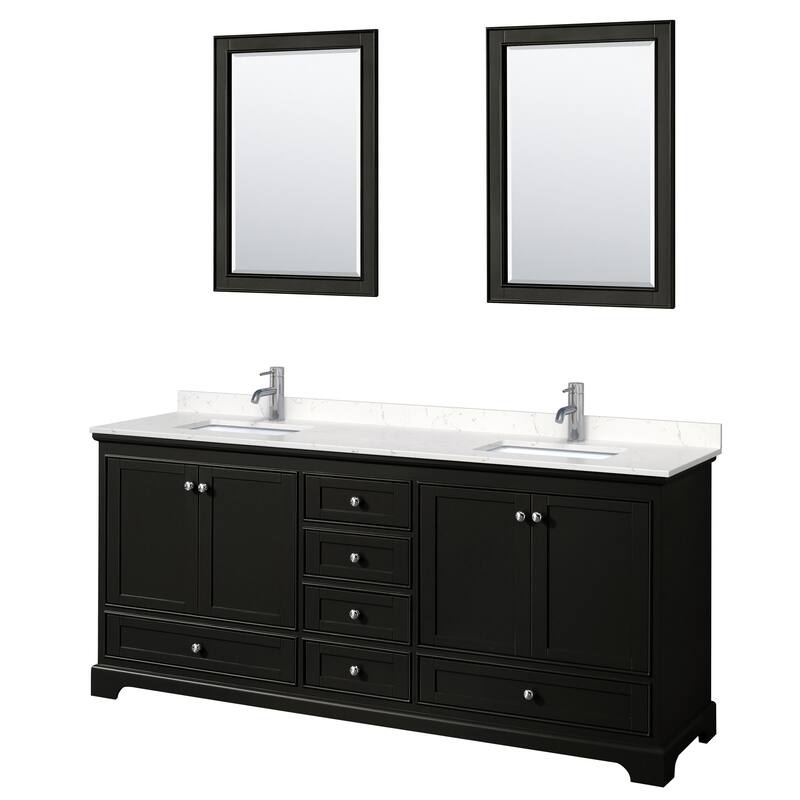 Wyndham Collection Deborah 80" Free Standing Double Basin Vanity Set - Dark Espresso / Carrara Cultured Marble Top /