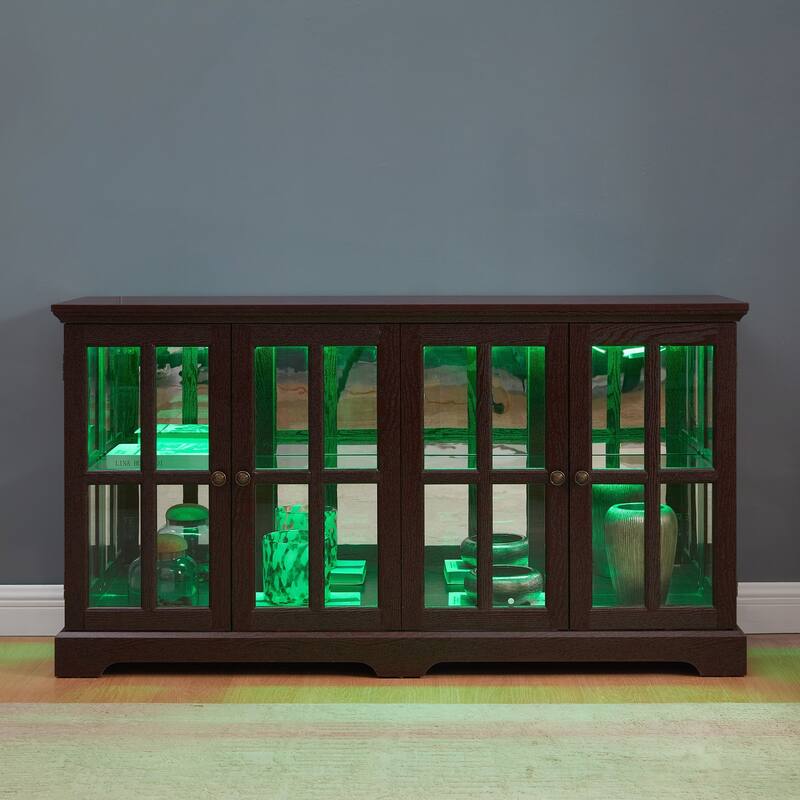 LED Curio Display Cabinet Antique Display Cabinet with Glass Doors