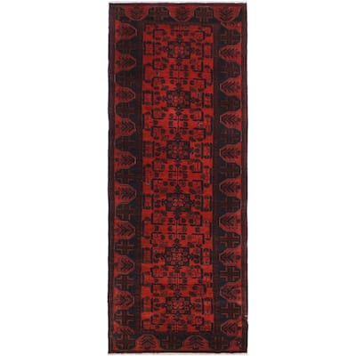Vintage Biljik Khal Mohammadi Seven Red/Black Runner - 2'10'' x 9'7''