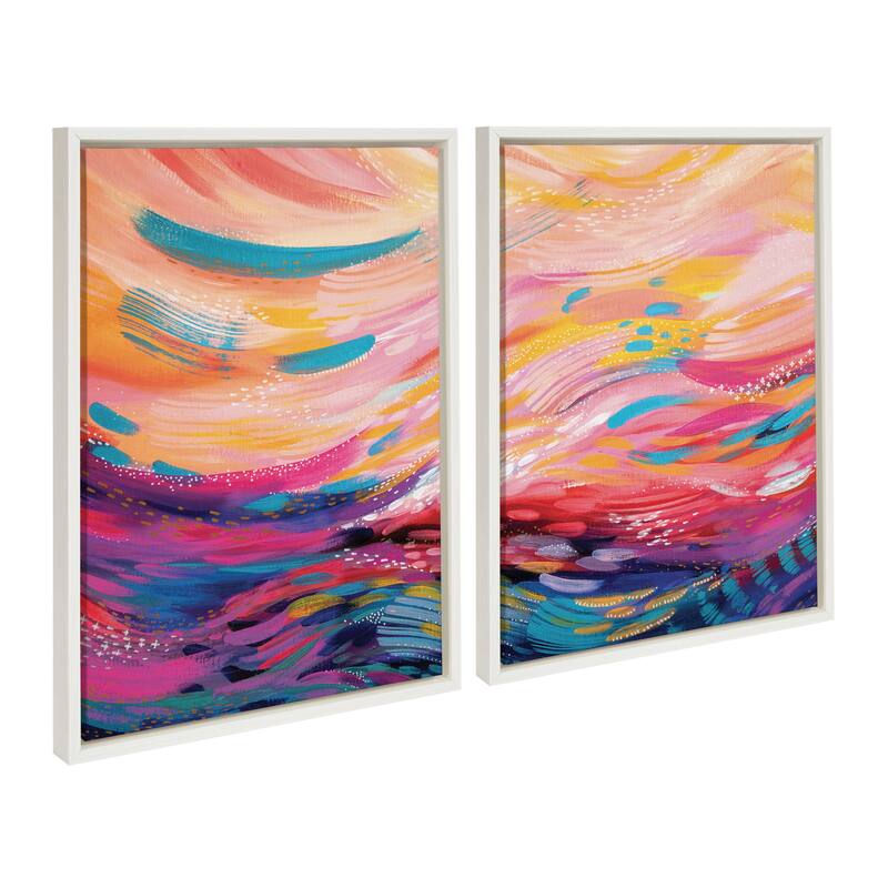 Kate and Laurel Sylvie Strokes 90 Framed Canvas Set by Jessi Raulet