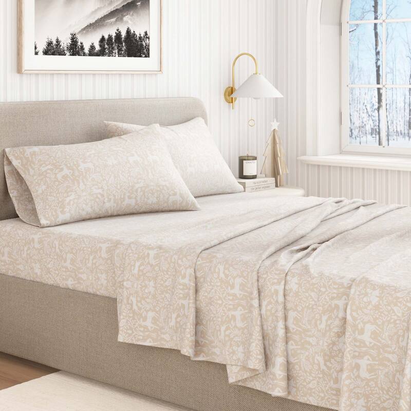 Linery & Co. Ultra-Soft Turkish Cotton Flannel Holiday Print Sheet Set