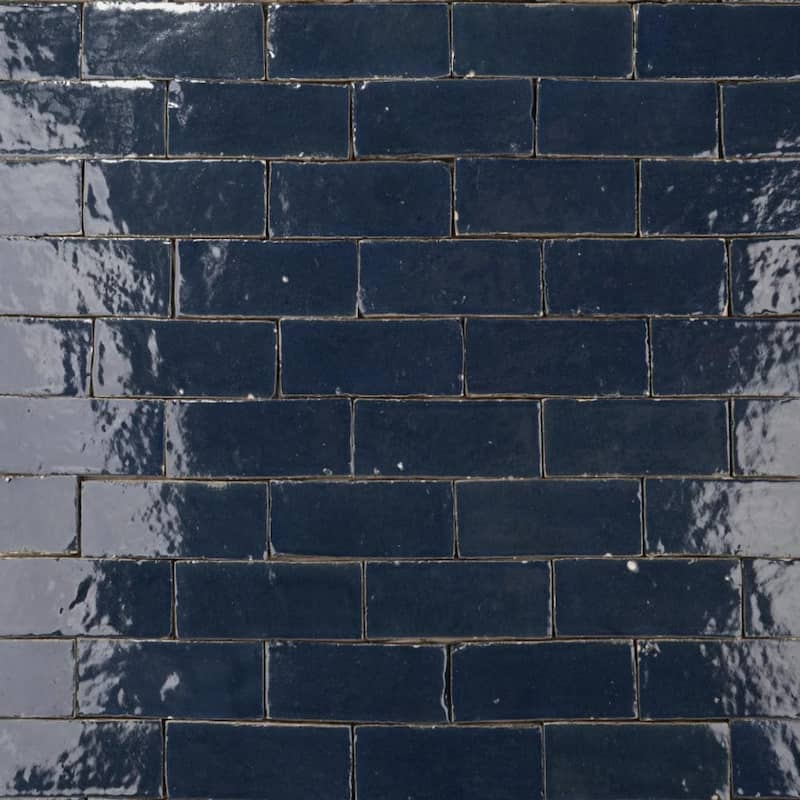 Moroccan Handmade 2x6 Solid Color Zellige Tile Marine Blue