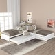 preview thumbnail 1 of 25, Double Twin Pine L-shaped Platform Bed with Convertible Trundle, Drawers, Built-in Desk White