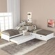 preview thumbnail 2 of 9, Twin Size Table L-shaped Bed with Trundle and Storage Drawers Linked, Pine Wooden Platform Bed with Built-in Desk, White