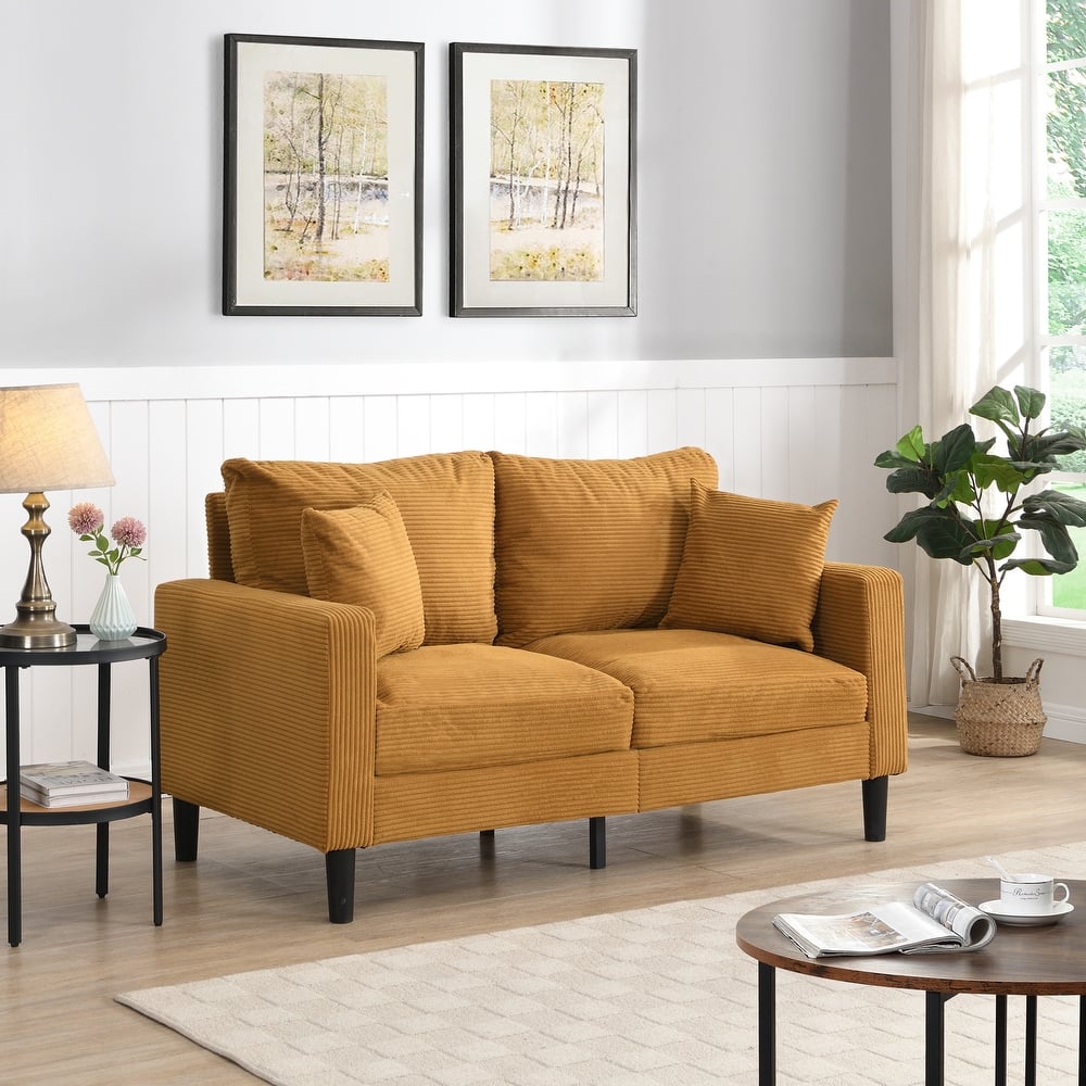 2-Seater Loveseat Sofa with Wood Frame for Small Spaces, Versatile Sofa Settee Upholstered Sofa with 2 Pillows
