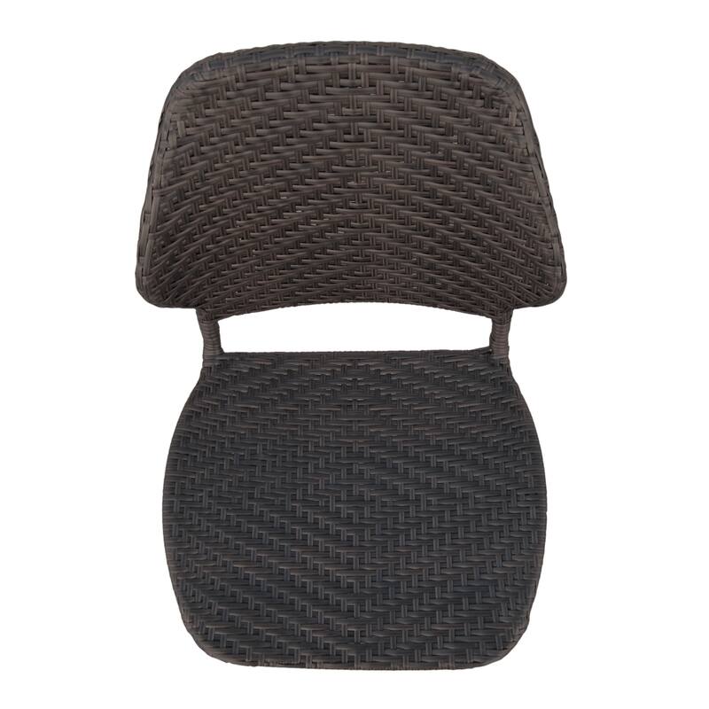 Roomfitters Set of 2 Wicker Outdoor Dining Chairs, Mid-Century Iron Legs with Wood Finish, Brown Multi