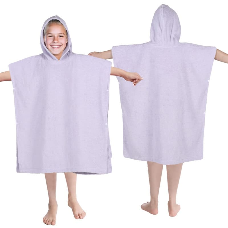 Superior Lyron Kids Cotton Terry Hooded Poncho Bath Towel - Large - Lilac