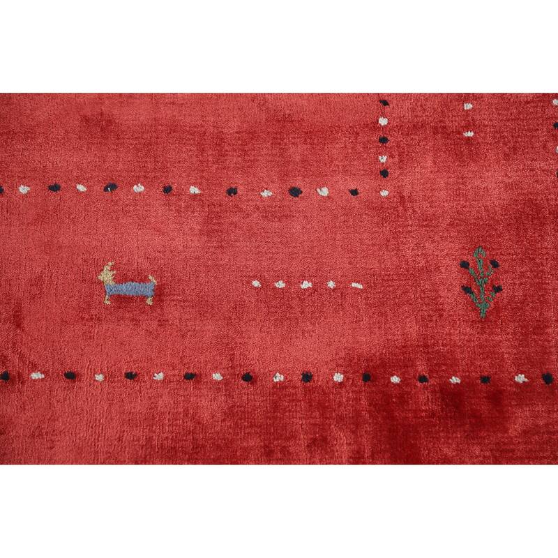 Tribal Gabbeh Indian Area Rug Handmade Red Modern Wool Carpet - 5'4" x 7'6"