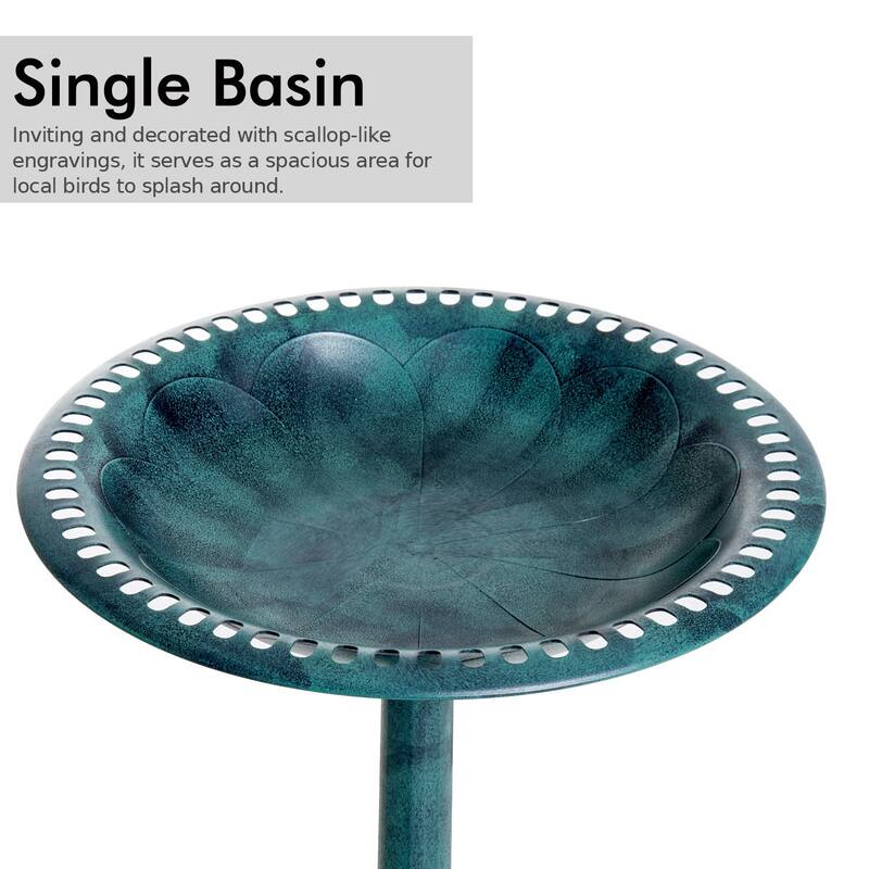 Outsunny 28" Tall Resin Free Standing Garden Pedestal Bird Bath Bowl - Green
