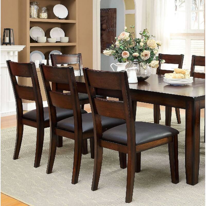 2pcs Wood Kitchen Dining Chairs with Padded Leatherette Seats