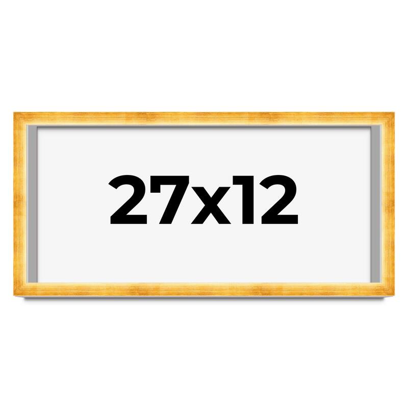 27x12 Shadow Box Frame Gold | 1.625 Inches Deep Real Wood Traditional
