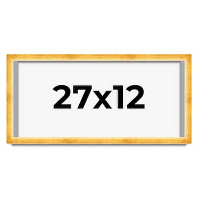 27x12 Shadow Box Frame Gold | 1.625 Inches Deep Real Wood Traditional