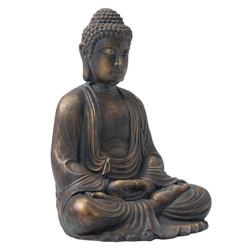 Glitzhome Zen-Style MgO Meditating Garden Buddha Statues Monk Sculpture Indoor Outdoor