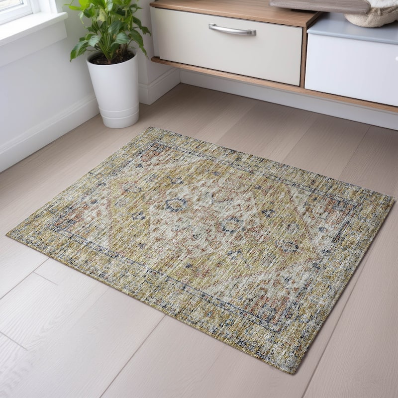 Premium Washable Super Soft Traditional Tribal Mayfield Rug - Wheat - 1'8" x 2'6"