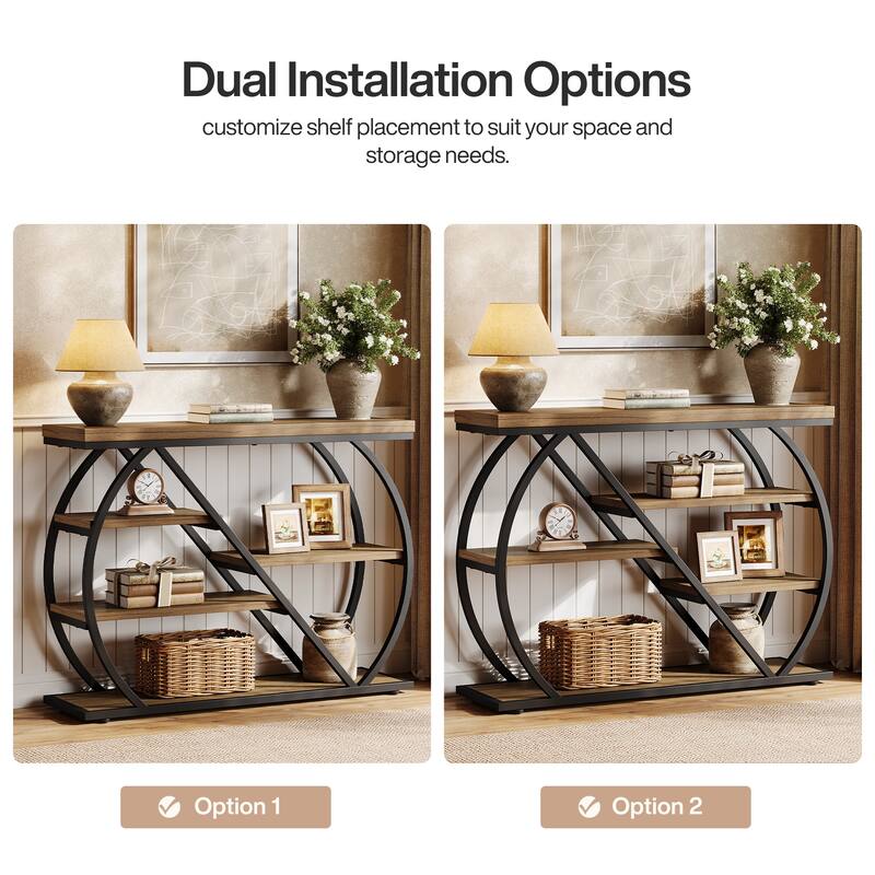 41.3" Industrial Console Table, 5-Tier Entryway Table with Shelves